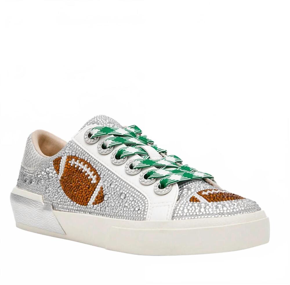 NEW BETSEY JOHNSON women's archy lace-up sneaker in silver football